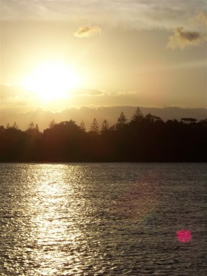We even get to enjoy sunset over the river behind us