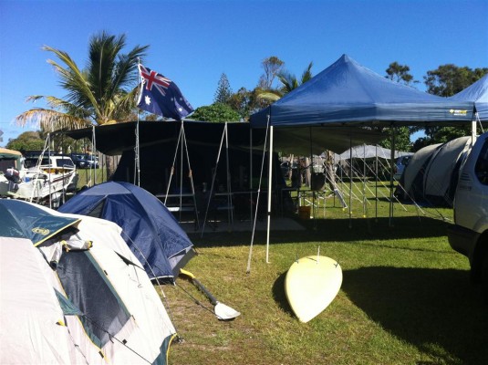 Our campsite set up. Boys in the tents. Us in the camper bed. Parties under the tarp
