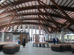 Internal shot of the Village Centre featuring the wood roof structure. Quite amazing and I believe the largest wooden roof span in Australia