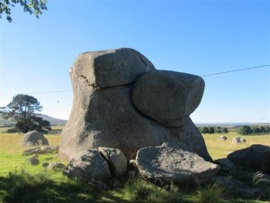 The broken rock on the ground used to be on the top