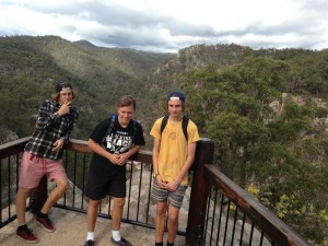 The end of the short 4.5km walking track leads to a lookout over the 'Valley of the Diamonds'. The creek flows through the valley and would be great trekking. My boys Jack on the right and Toby on the left with there mate Josh in the middle.