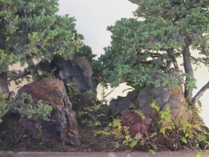 The composition of the rocks is very good with the various features of different rocks used very well. The gorge is a little straight through the middle, but the movement within the gorge is natural looking.